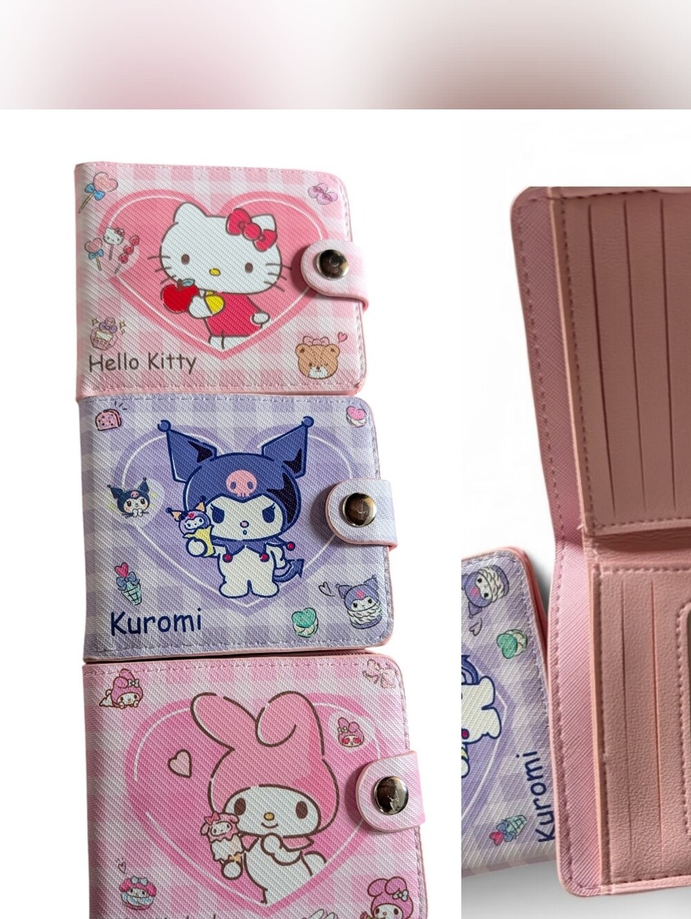 Sanrio Pink & Lavender Character Snap Wallets - Hello Kitty, Kuromi, My Melody